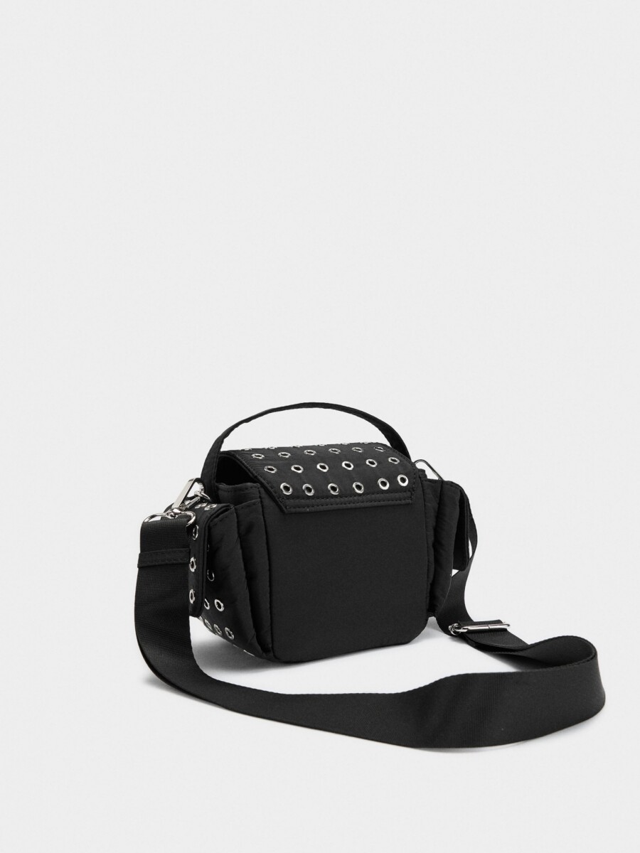 Bolso Bandolera De Nylon Con Tachuelas negro