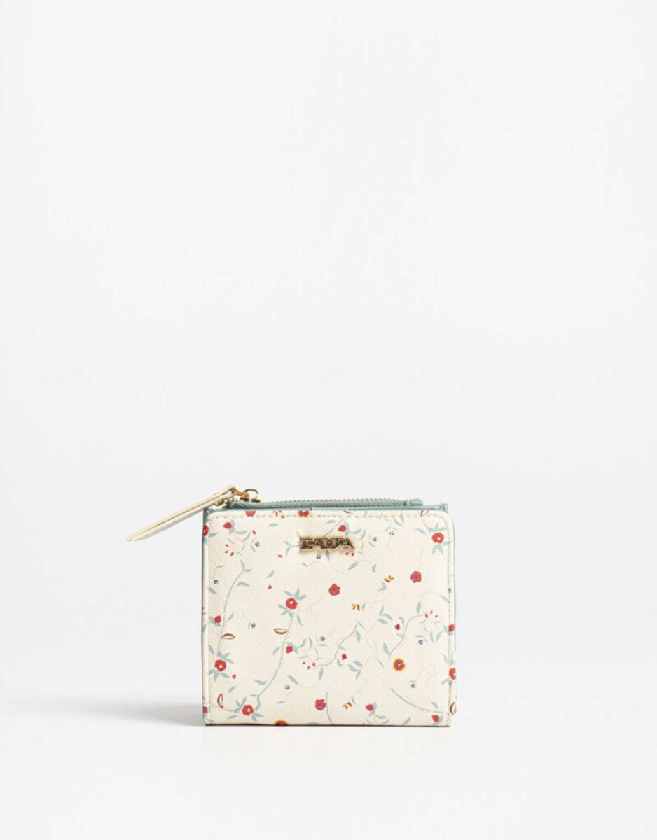 Billetera Efecto Texturada - Estampado Flores 