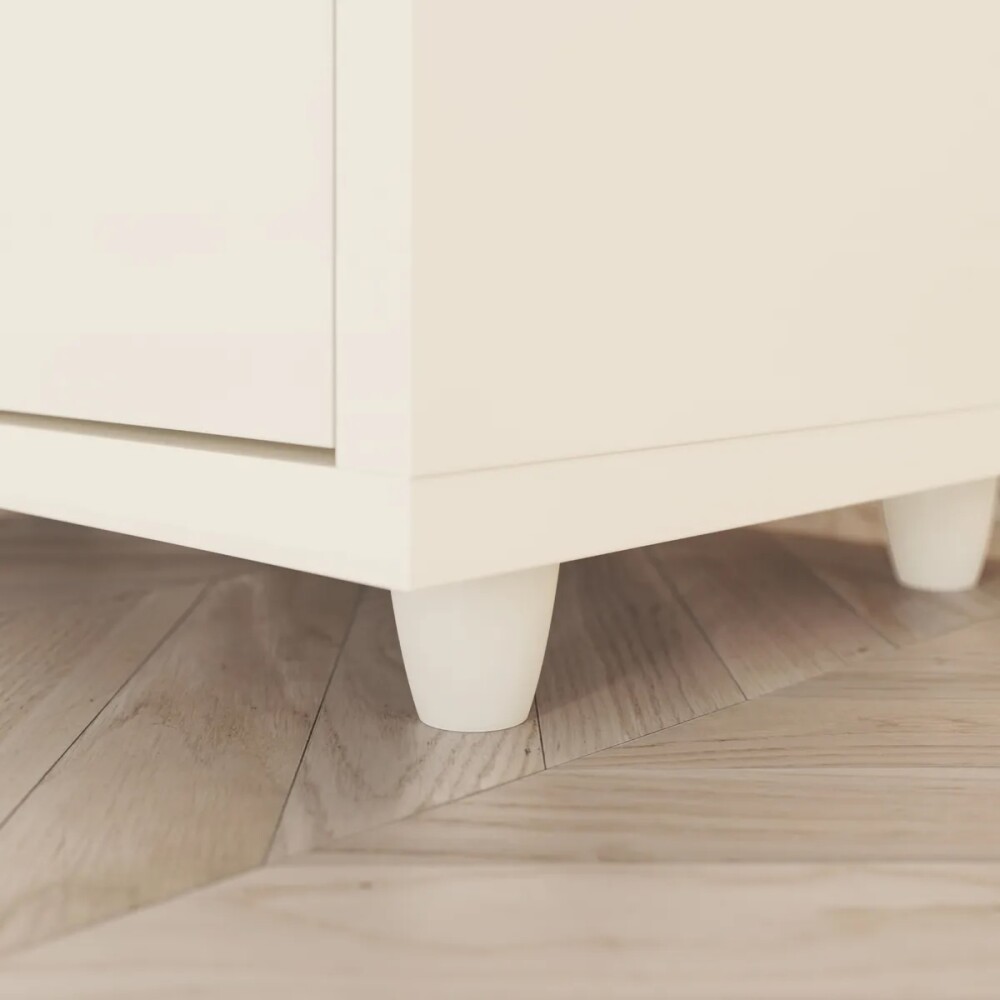 MESA DE LUZ O NOCHE CON ESPACIO Y DOS CAJONES OFF WHITE