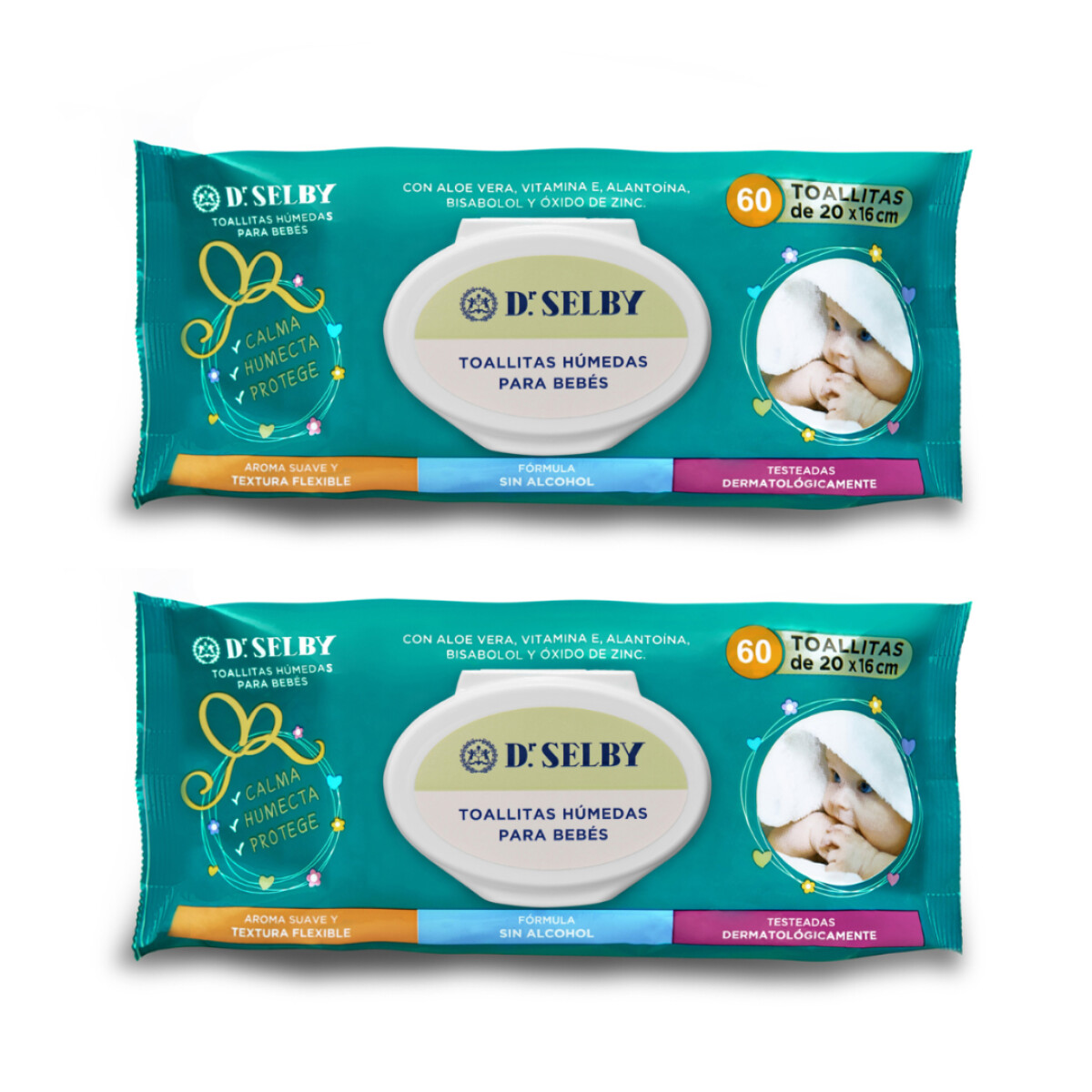 Pack Toallitas Húmedas para Bebé 60 Unidades x2 - Dr. Selby 