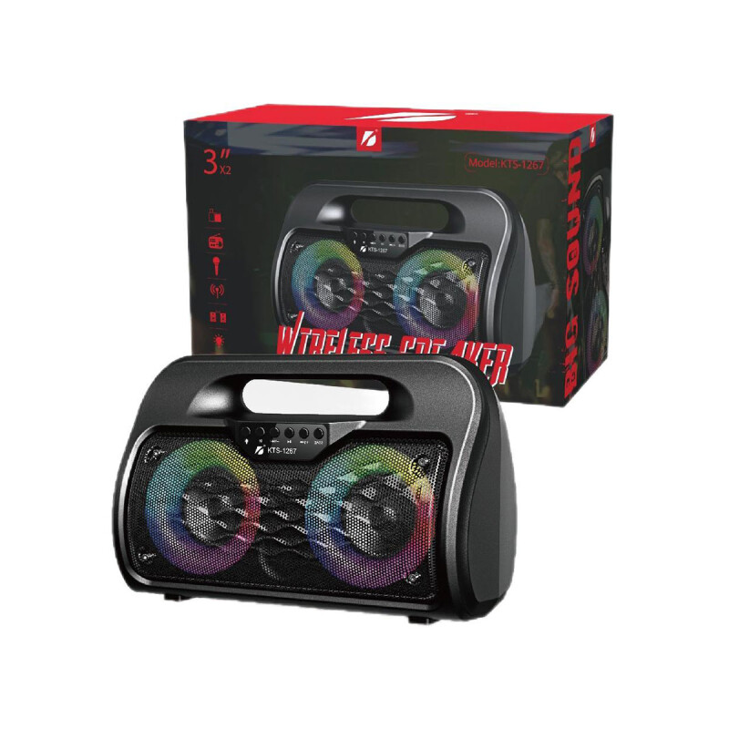 Parlante portátil bluetooth KTS-1267 2x3" luces led Parlante portátil bluetooth KTS-1267 2x3" luces led