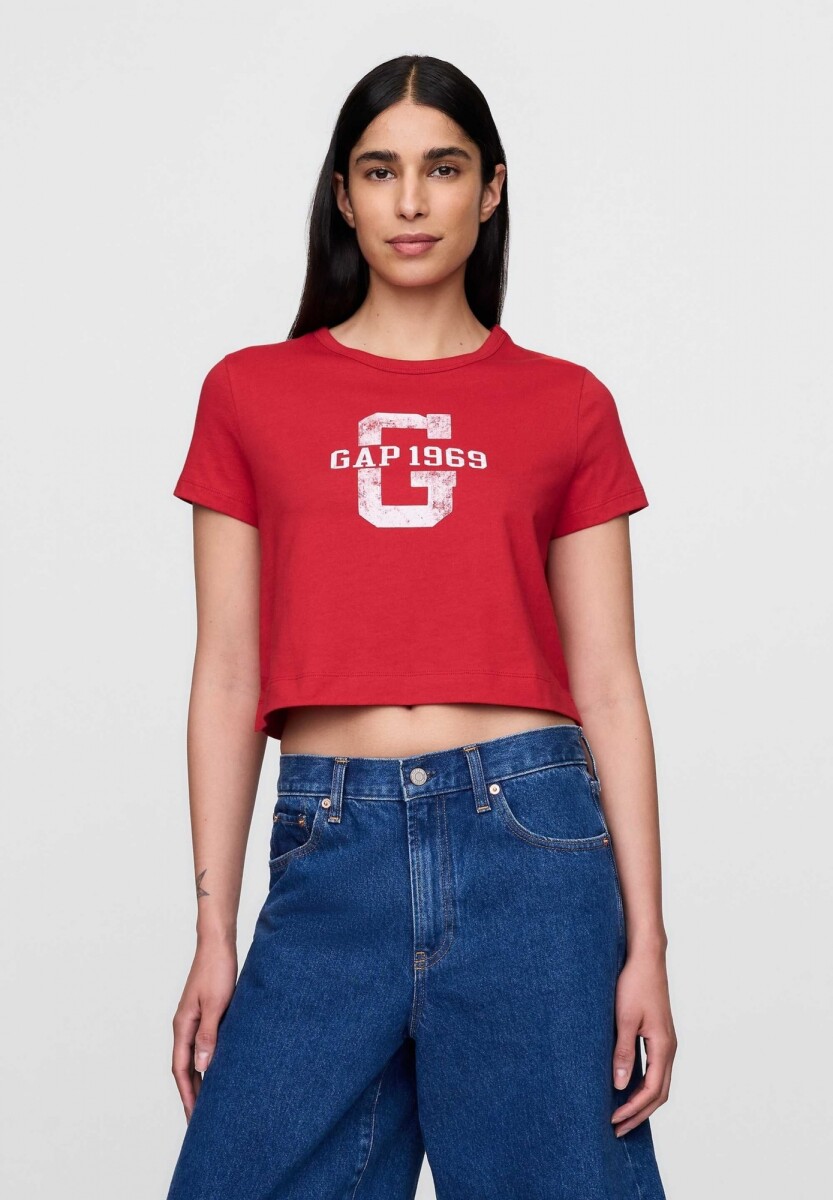 Remera Básica Crop Mujer - Tomato Sauce 