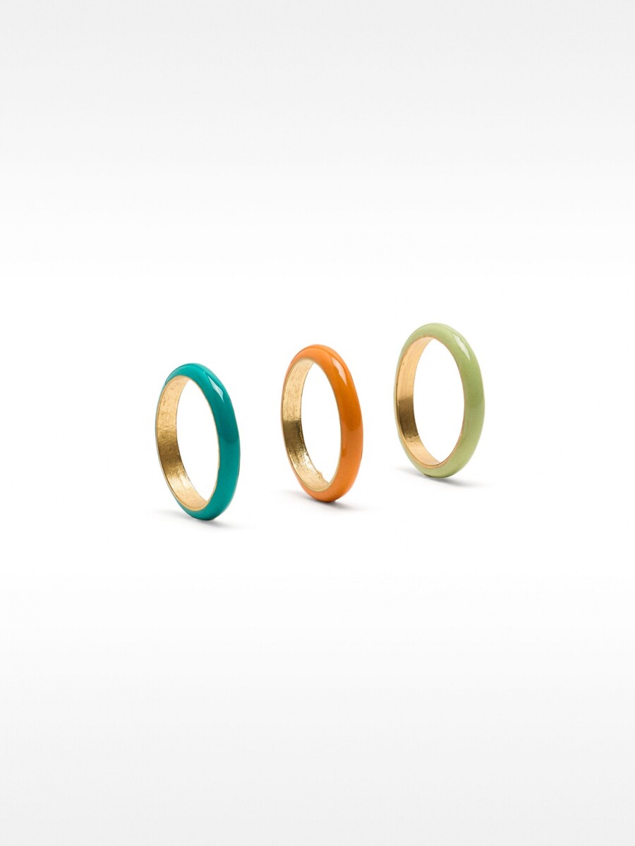 Set De Anillos Esmaltados multicolor