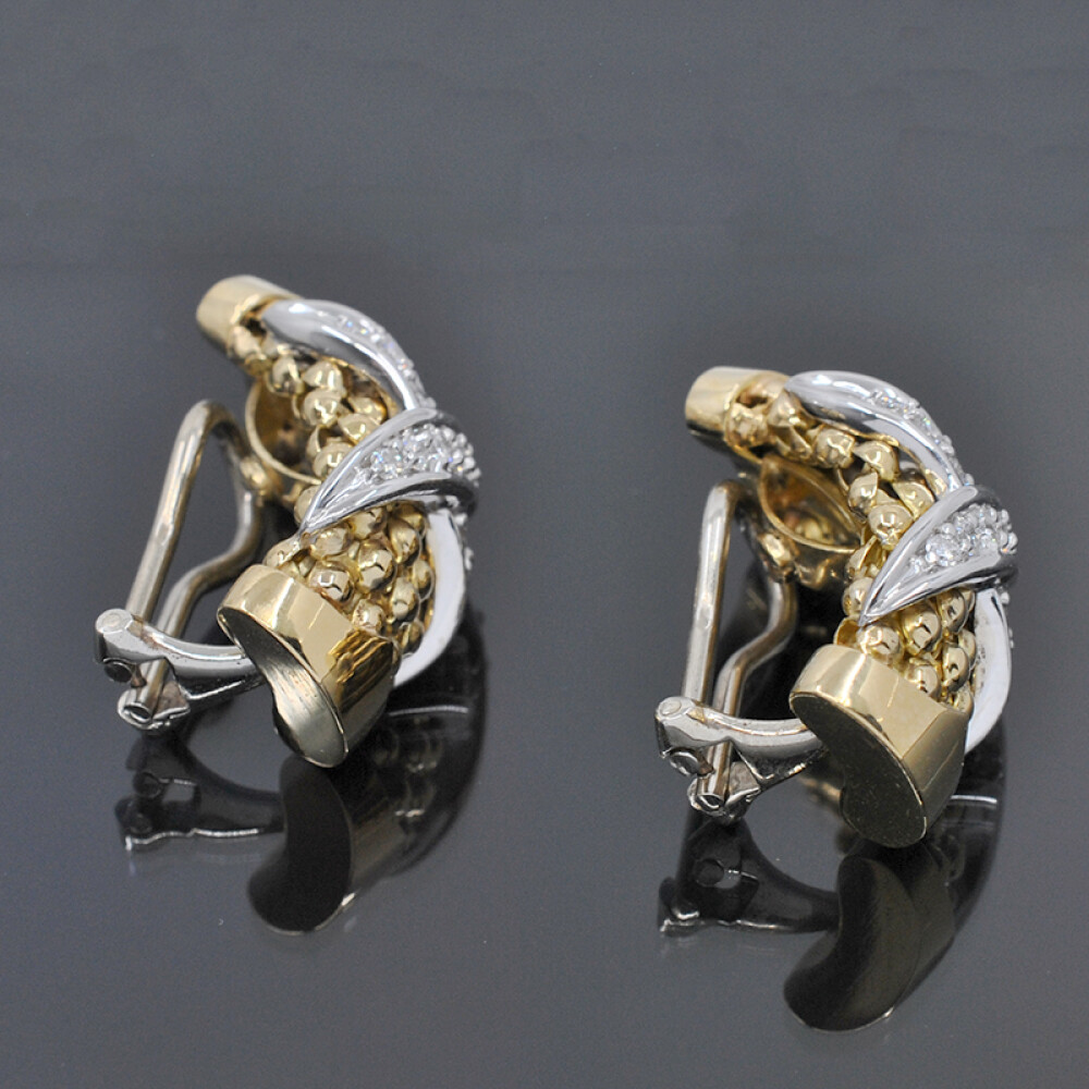 Caravanas clips combinadas en oro 18k con brillantes Caravanas clips combinadas en oro 18k con brillantes