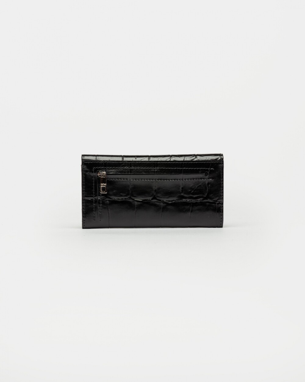 Billetera Dalia En Cuero Grabado Croco Negro