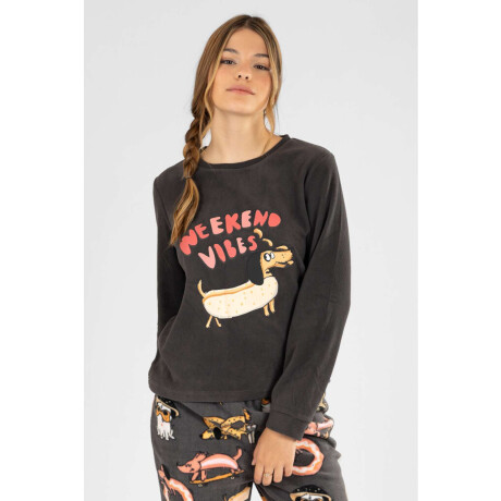 Pijama polar weekend vibes Gris oscuro
