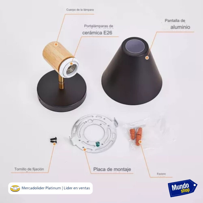 Aplique Estilo Nórdico Metal Blanco Con Detalle Madera Negro