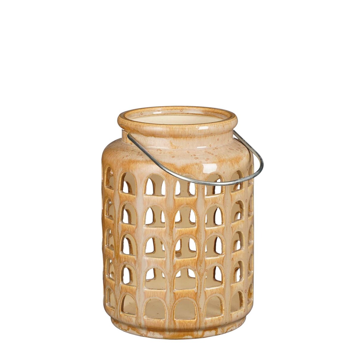 CANDELABRO - SMALL CERAMICA NATURAL-BEIGE REDONDO 