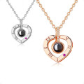 Collar de Colgante de Te amo con ProyecciÃ³n de 100 Idiomas con Forma de CorazÃ³n Golden Rose