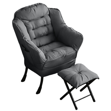 Silla Sillón Butaca Lazy Con Posapie Otomano Bolsillo Gris