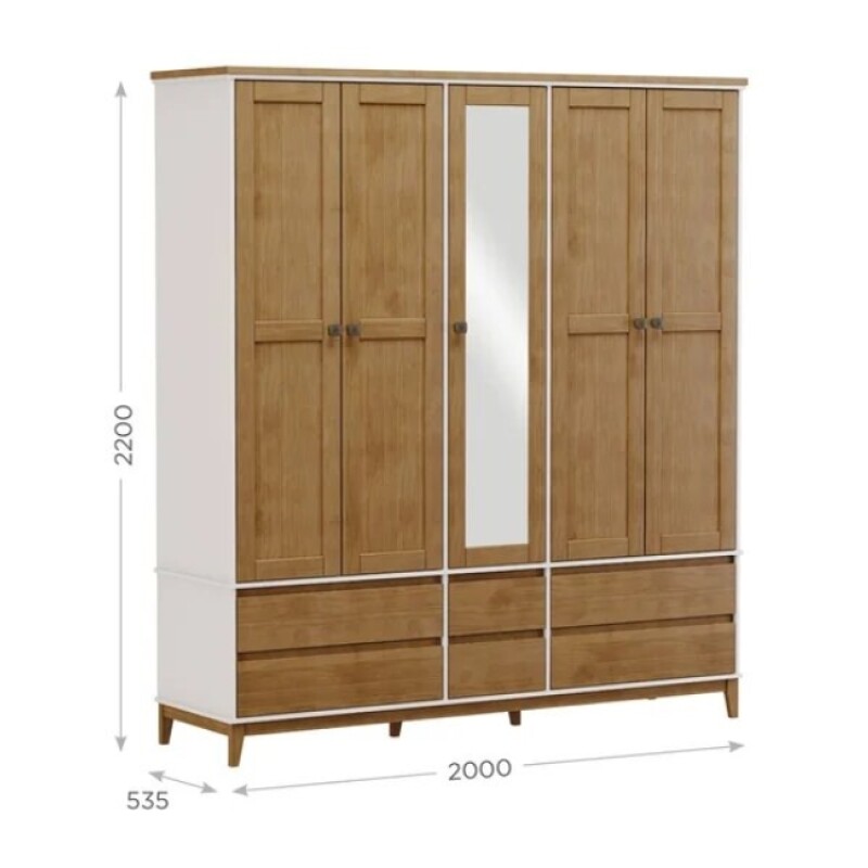 Ropero Prata 5 Puertas 6 Cajones Con Espejo 2814 Freijo/blan Ropero Prata 5 Puertas 6 Cajones Con Espejo 2814 Freijo/blan