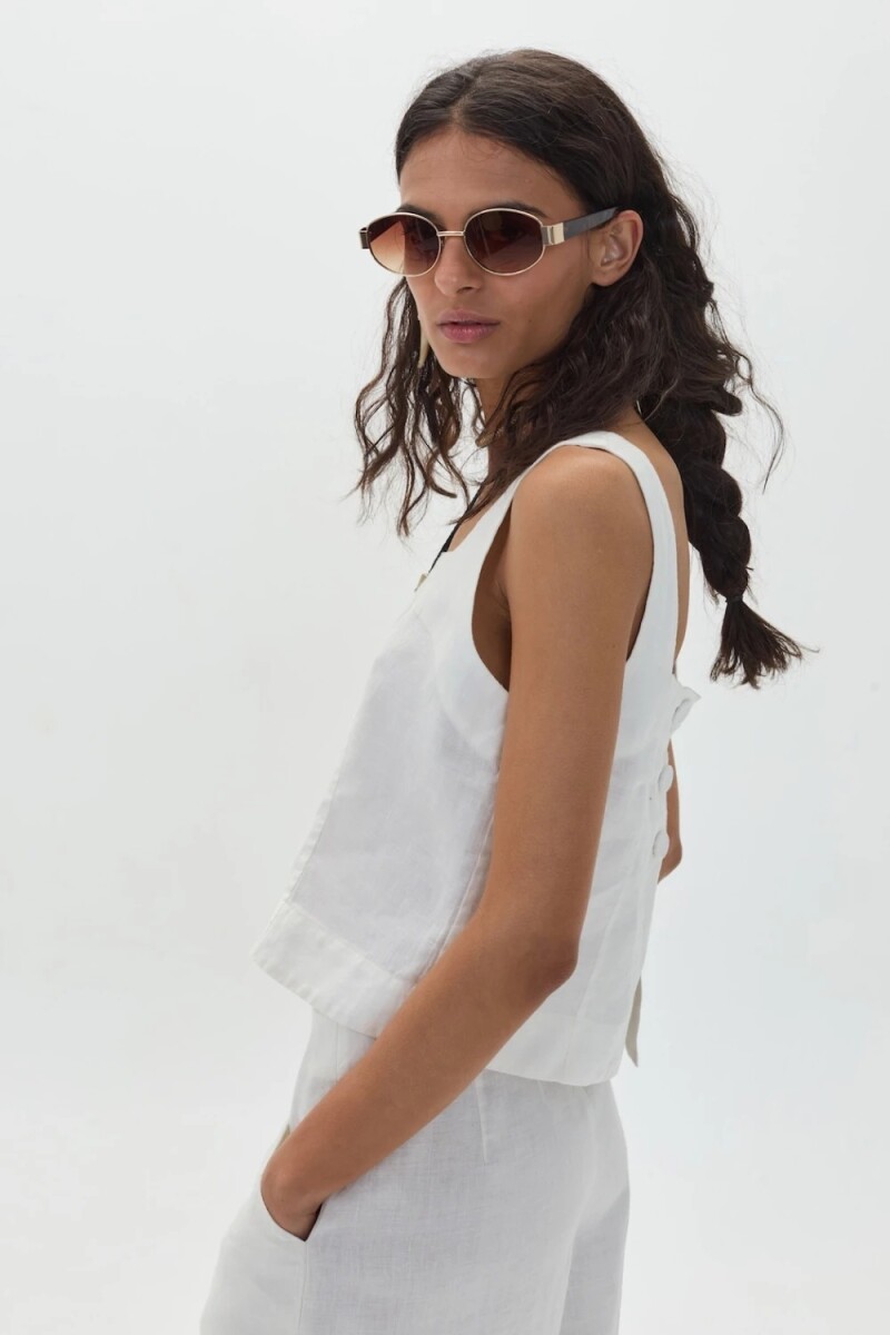TOP MEI LINEN Blanco