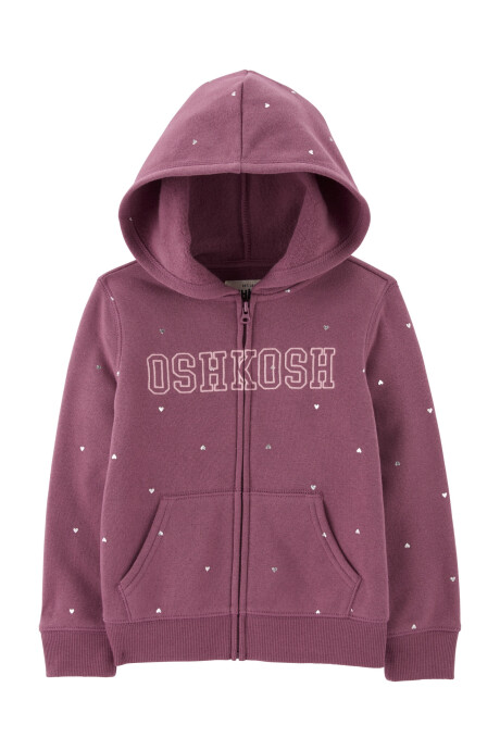 Campera de algodón con felpa con capucha, logo y diseño corazones 0