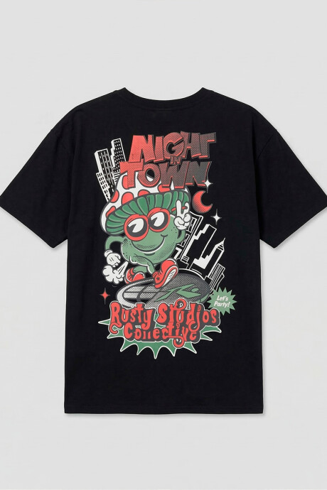 T-SHIRT FUNGI RUSTY Negro