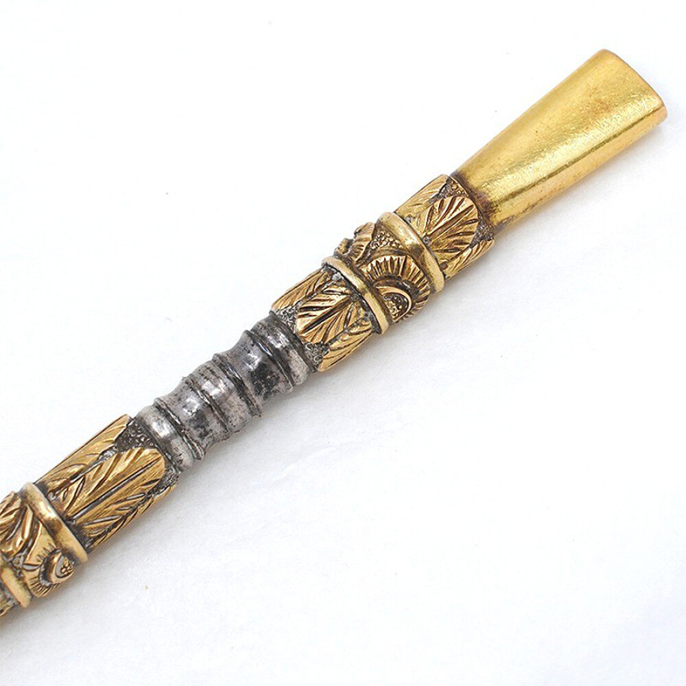 Bombilla Antigua Larga En Plata Y Oro. Excelente Trabajo De Plateria Bombilla Antigua Larga En Plata Y Oro. Excelente Trabajo De Plateria