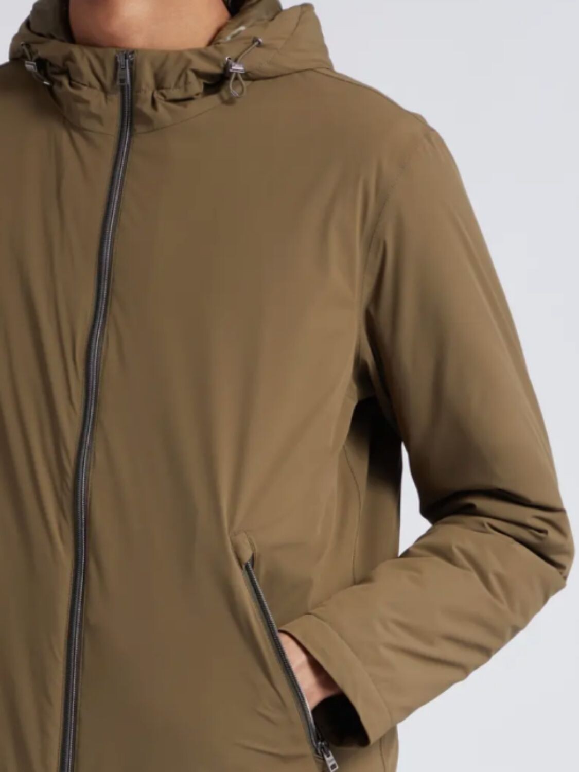 Herno-Campera impermeable con capucha integrada ajustable Verde