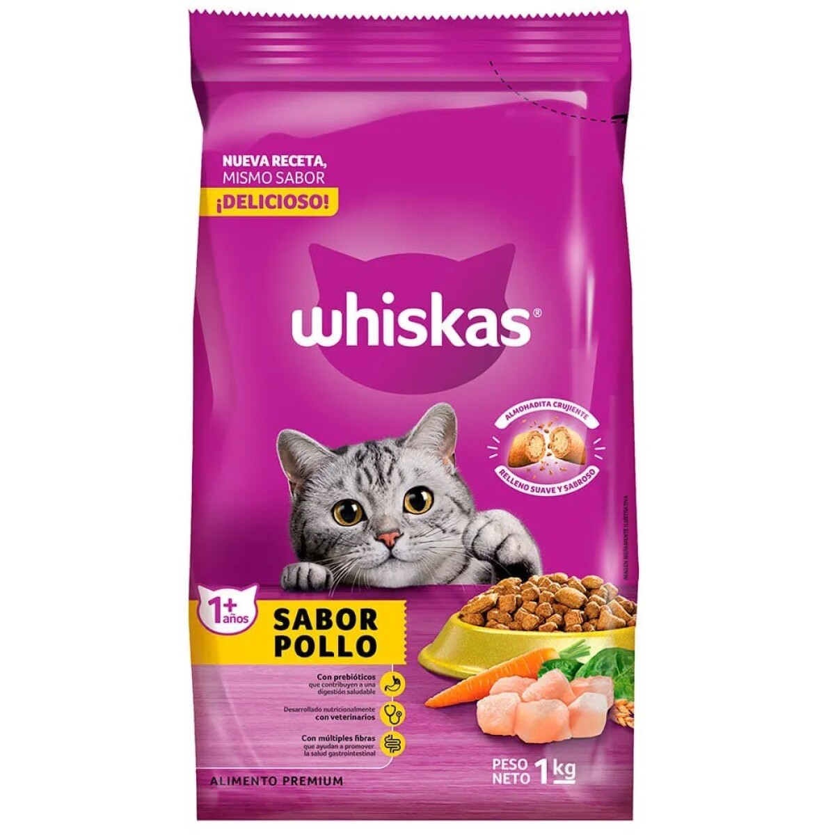WHISKAS POLLO & LECHE 1 KG 