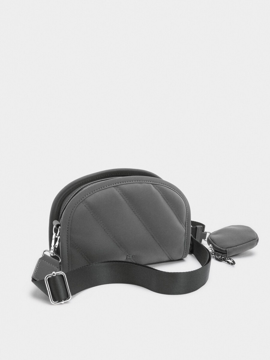Bolso Bandolera Textura Suave Y Colgante gris