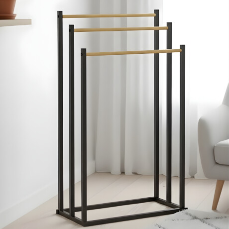 Despojador perchero Hierro y Bambú 45x21x86cm NEGRO