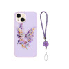 Protector rígido iPhone 15 Plus diseño mariposa púrpura con correa Protector Rígido Iphone 15 Plus Diseño Mariposa Púrpura Con Correa