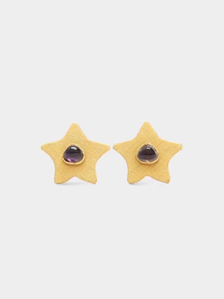 Pendientes Estrellas Con Piedras dorado