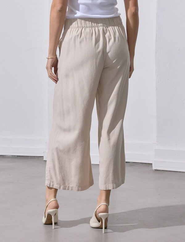 Pantalon Lino Crop BEIGE