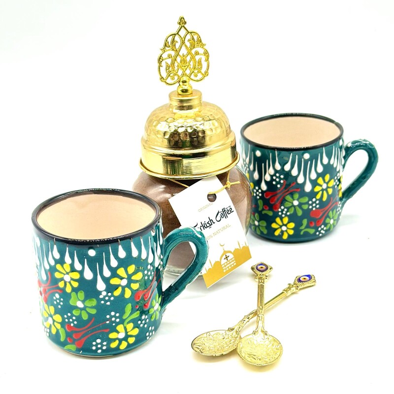 Set de café para dos personas cerámica Verde oscuro