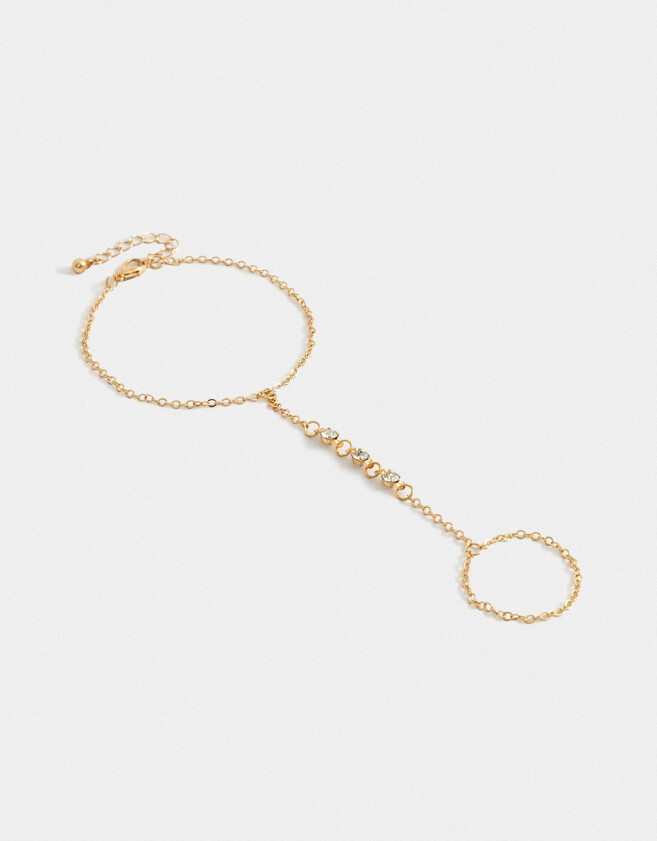 Pulseras Flexibles Pulsera Flexible Strass Con Anillo - Dorado