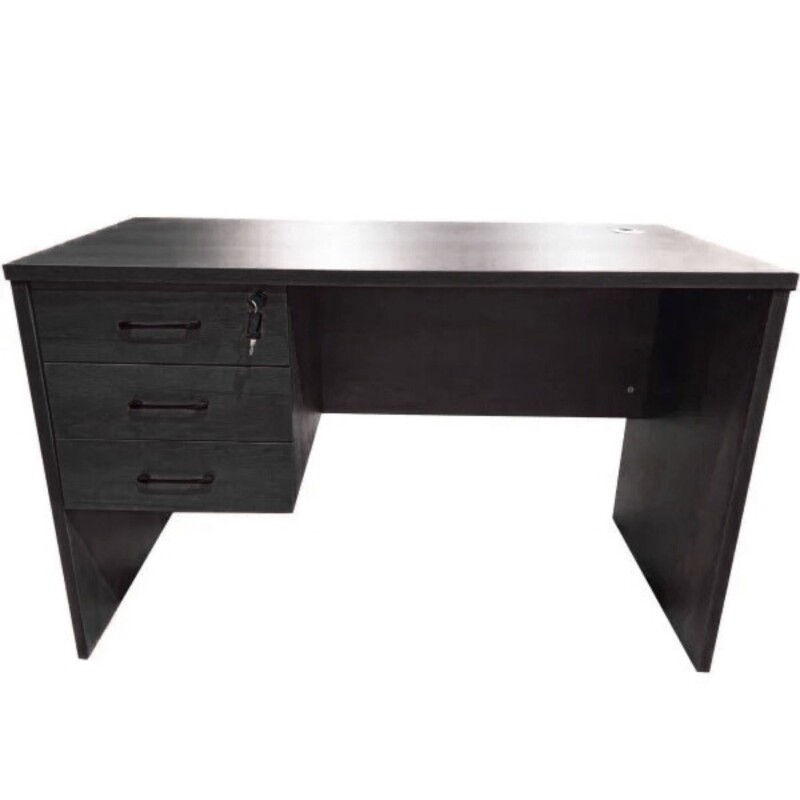 Escritorio de 3 cajones con llave MDF reforzado - 1.20x0.60m negro