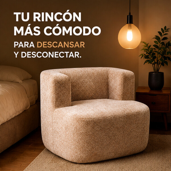 Sillón Puff ComboHome Kumo Redondo Corderito Diseño Premium Marrón 1