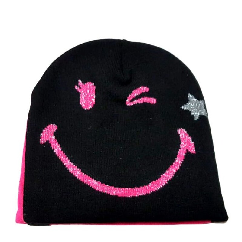 Gorro Footy Emoticon Fucsia - Negro