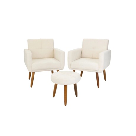 Conjunto Decorativo 492 Dallas 2 Poltronas + Puff Blanco Conjunto Decorativo 492 Dallas 2 Poltronas + Puff Blanco