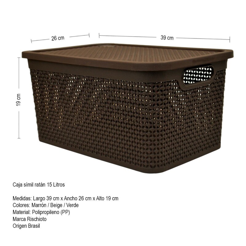 Set x2 Caja simil ratán 15 lts CHOCOLATE