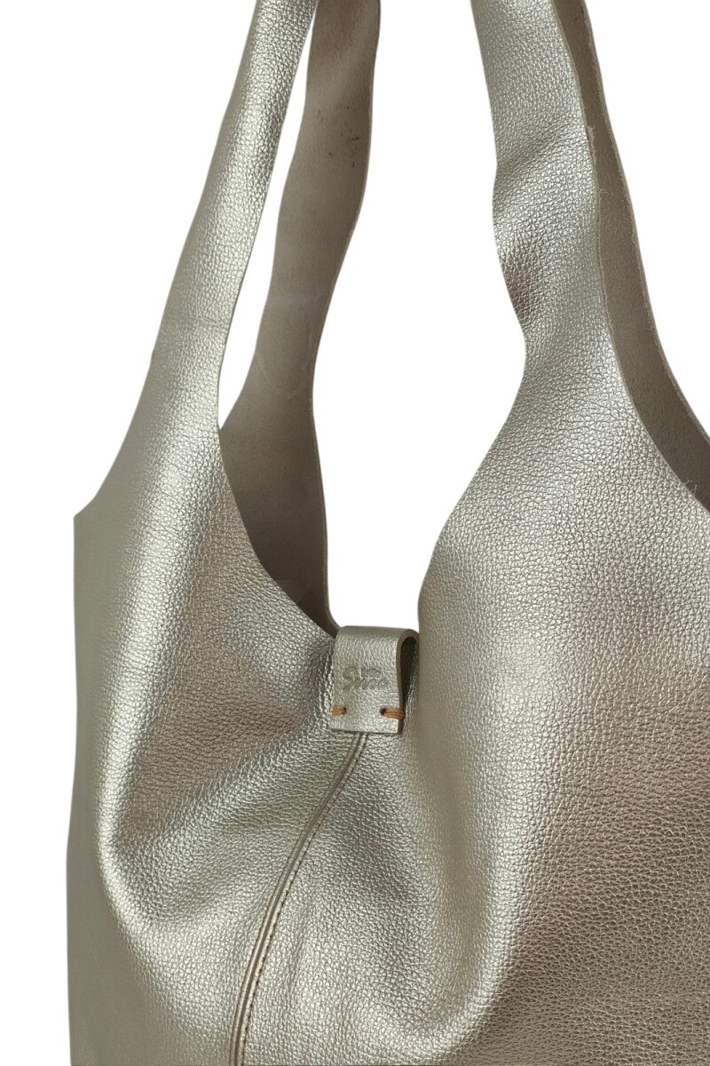 Tote Bag de Cuero Genuino Champagne