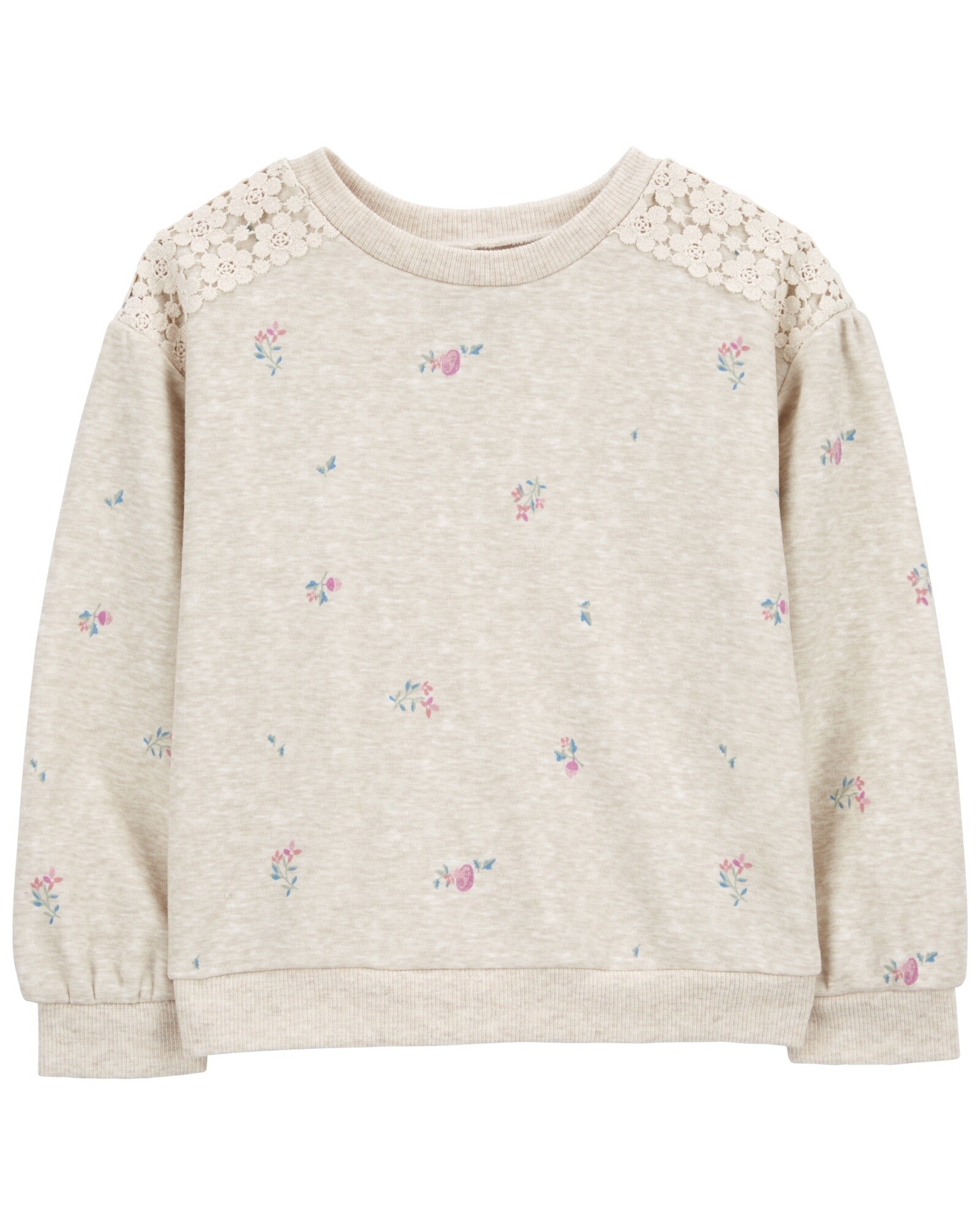 Buzo de algodón, con encaje, diseño floral Sin color