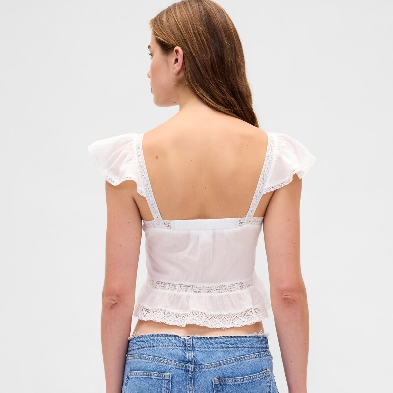 FLTR SLV SQ NK PEPLUM TOP NEW OFF WHITE