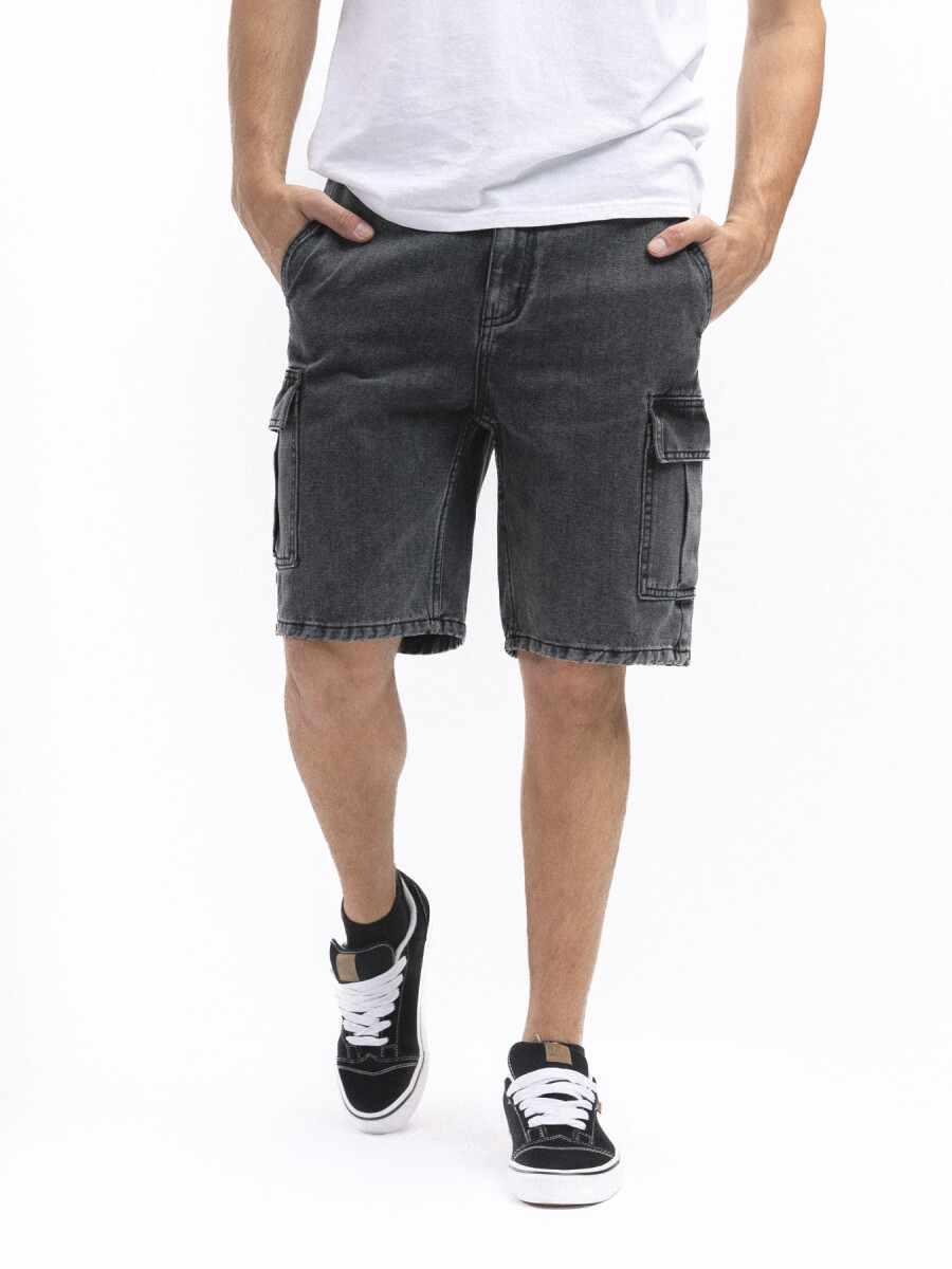 Bermuda Jean Cargo - Gris Oscuro 