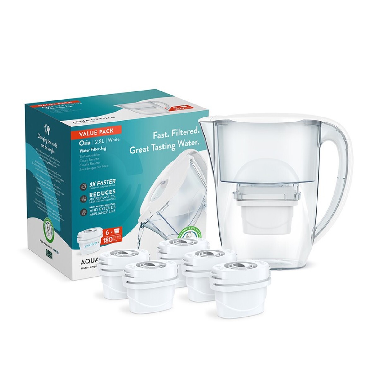 Jarra Oria White y 6 Filtros X 30 Dias Evolve - BLANCO 