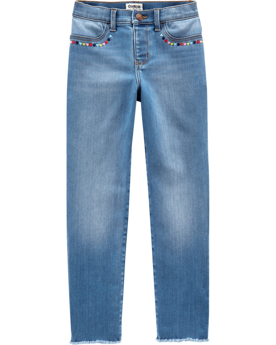 Pantalón de jean con detalle bordado. Talles 5T-14 