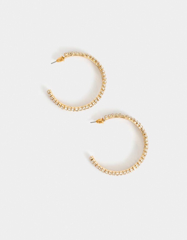 Aros Argollas Strass Aros Argollas Con Strass - Dorado