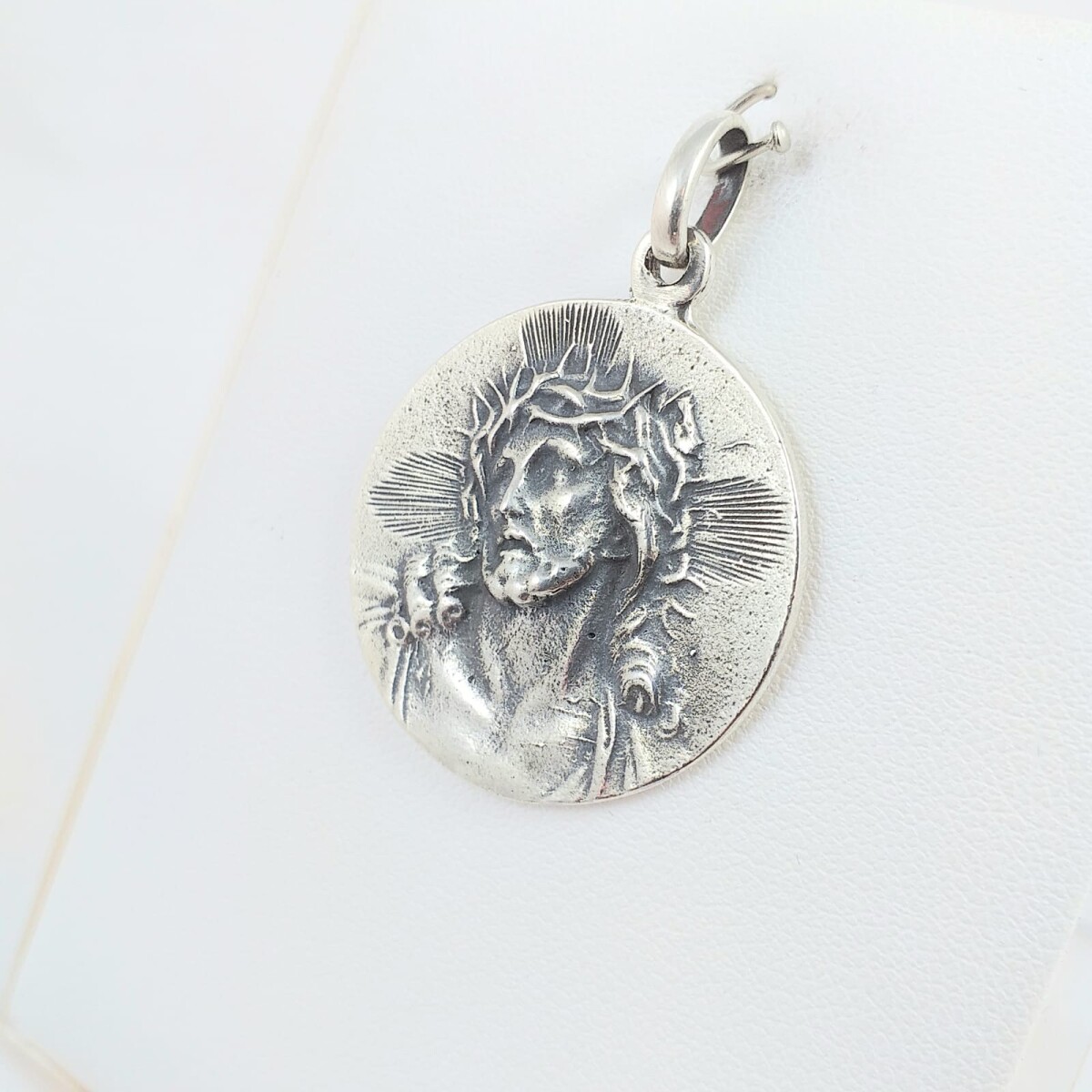 Medalla religiosa de plata 925, ECCE HOMO ( cristo de espinas). 