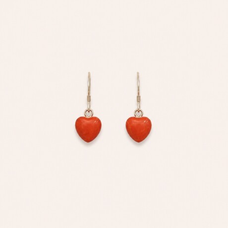 Caravanas Corazón Coral - Plata 925 Caravanas Corazón Coral - Plata 925