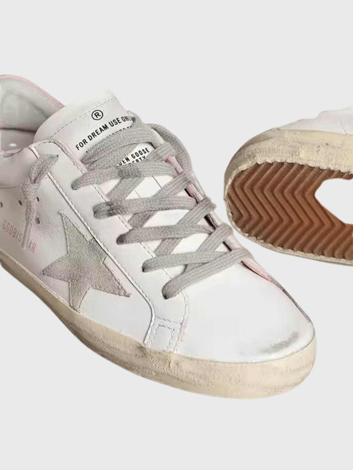 Golden Goose-Championes de cuero acordonados, Super Star Blanco