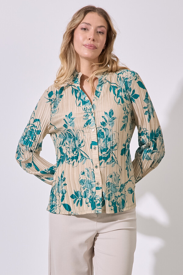 Blusa Plisada Print MULTI/VERDE