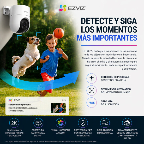 Cámara Seguridad Ezviz H8c Pro 2k 3m Wifi Ptz CAMARA WIFI EZVIZ CS-H8C PRO 2K 3MP