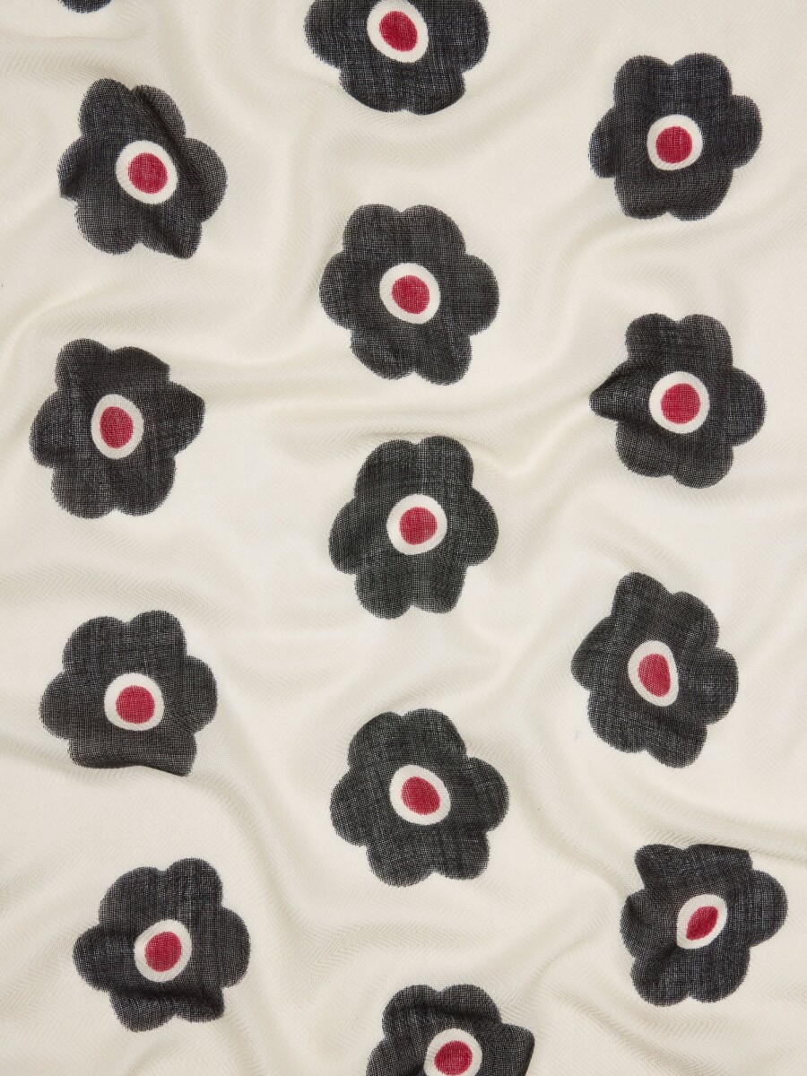 Pañuelo Estampado Floral Con Lana crudo