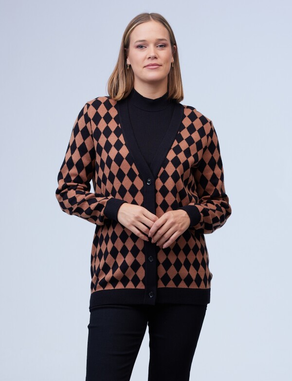 Cardigan Rombos NEGRO/TOSTADO