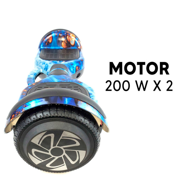 Combo De Skate Eléctrico 6.5" Con Luces Y Bluetooth + Asiento Para Hoverboard PK SKATE 6.5 GALAX AZUL NARA 21 +ASIENTO