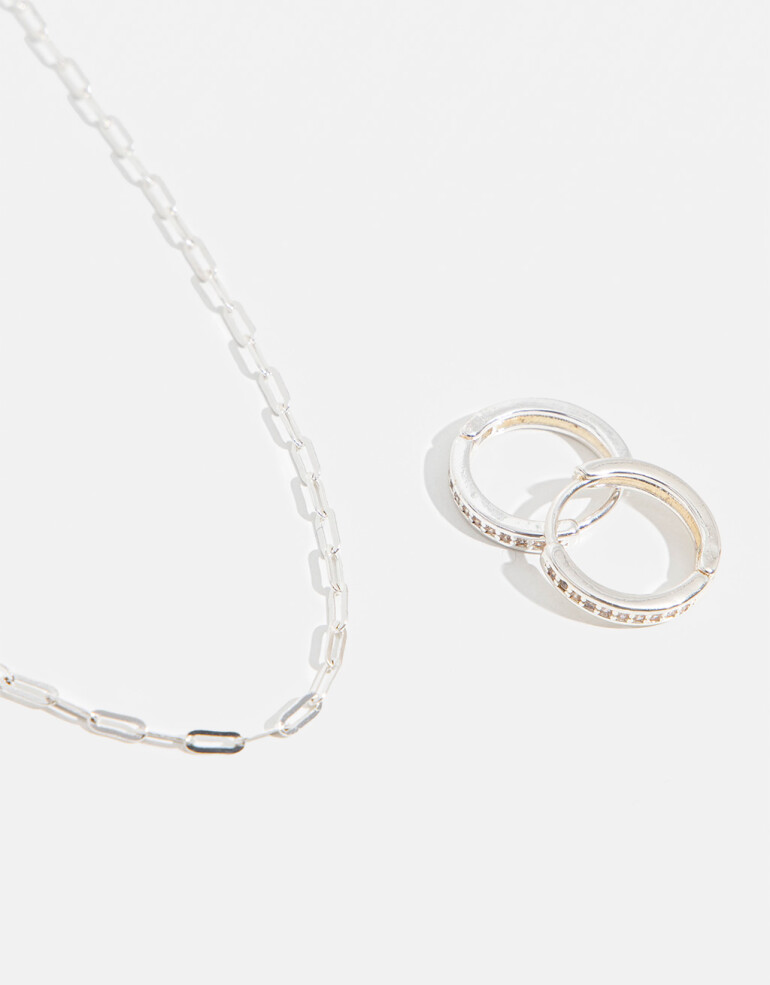 Bijouterie Set Strass Set De Bijouterie Delicates - Plateado Rodio