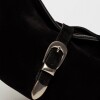 Bandolera Bambu en cuero gamuza Negro